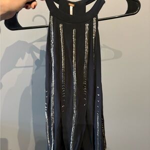 Free People Black Top with Metallic Details